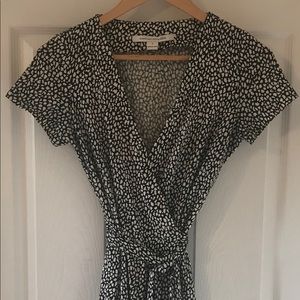 DVF Black & White Wrap Dress Short Sleeves